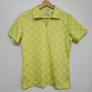 Ep Pro Tech Tour Medium Golf polo Collar Tee Lime Yellow Argyle Short Sleeve